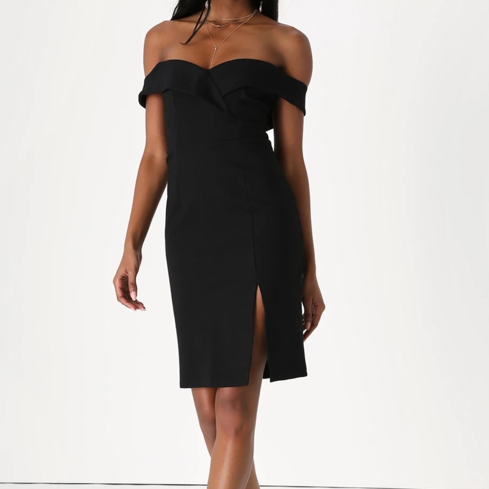 Lulus “Classic Glam” Off Shoulder Black Dress